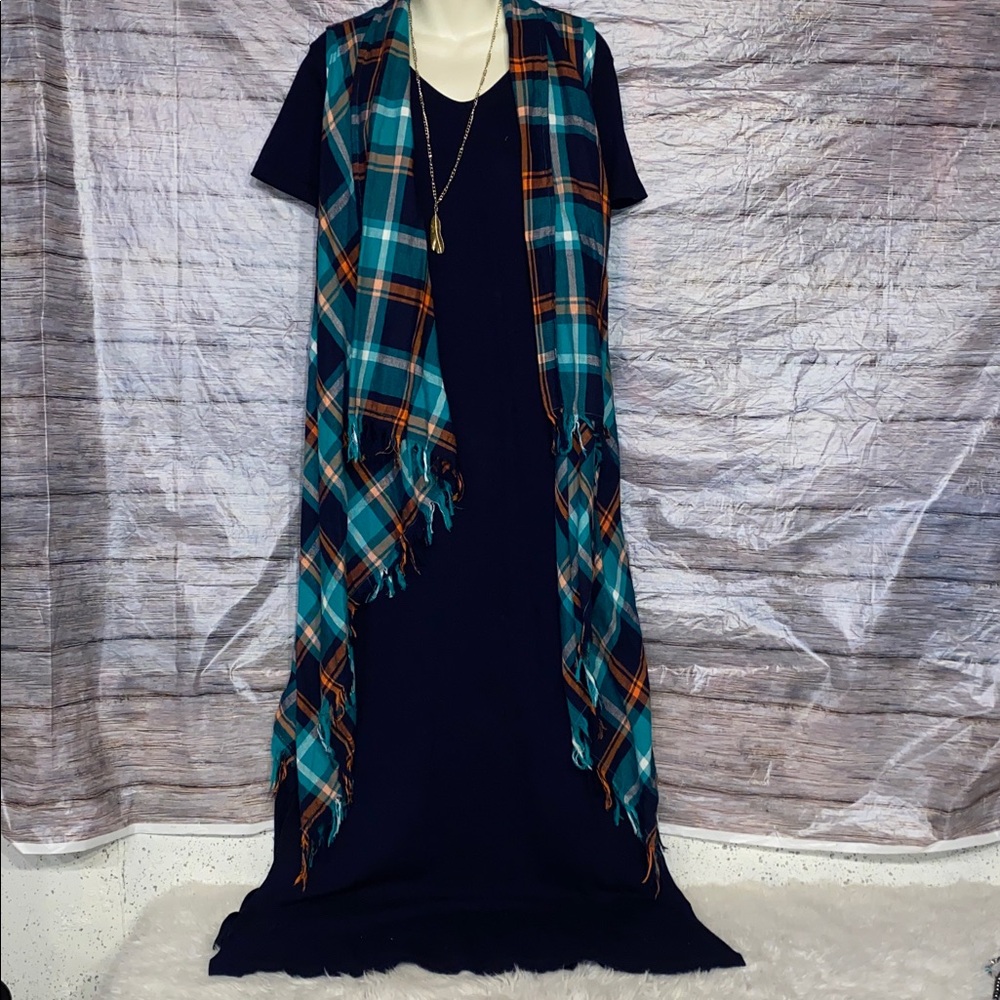 Cato Plaid Open Front Vest